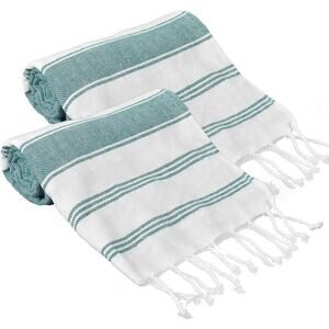 Teal Oversized Turkish Beach Towels 36x71 Set of 2